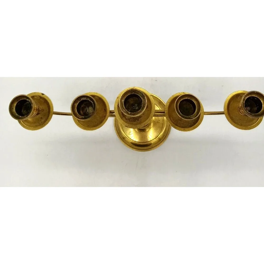 Vintage Brass 5 Arm Ornate Victorian Candelabra Japan 9X12.5